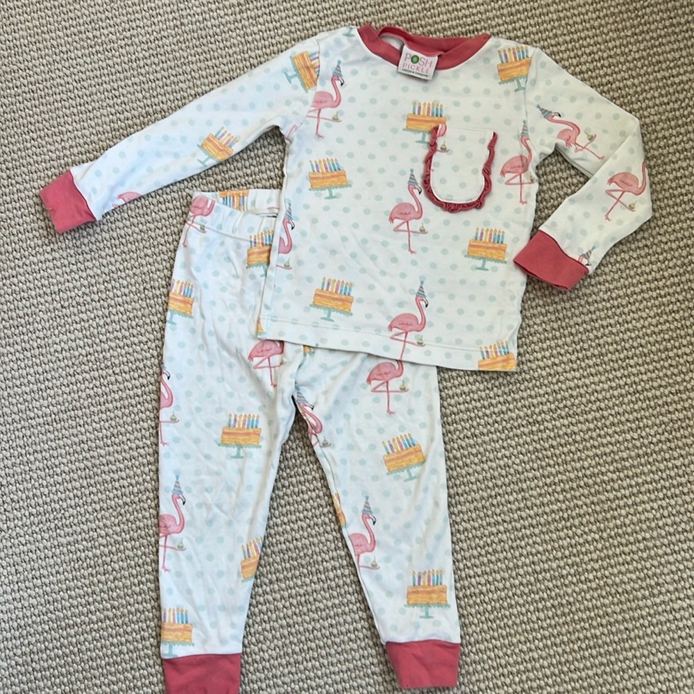 2T posh pickle flamingo birthday pajamas